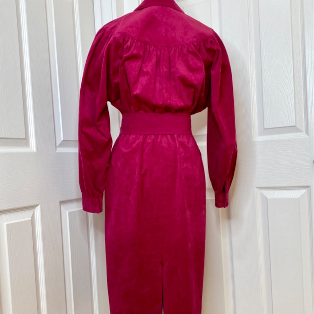 Lilli Ann Vintage Dress 1970s Magenta Dress Raspberry Pink Ultrasuede Minx vibe - Picture 4 of 12